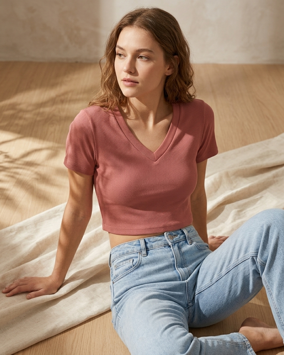 Soft V Neck Crop Top