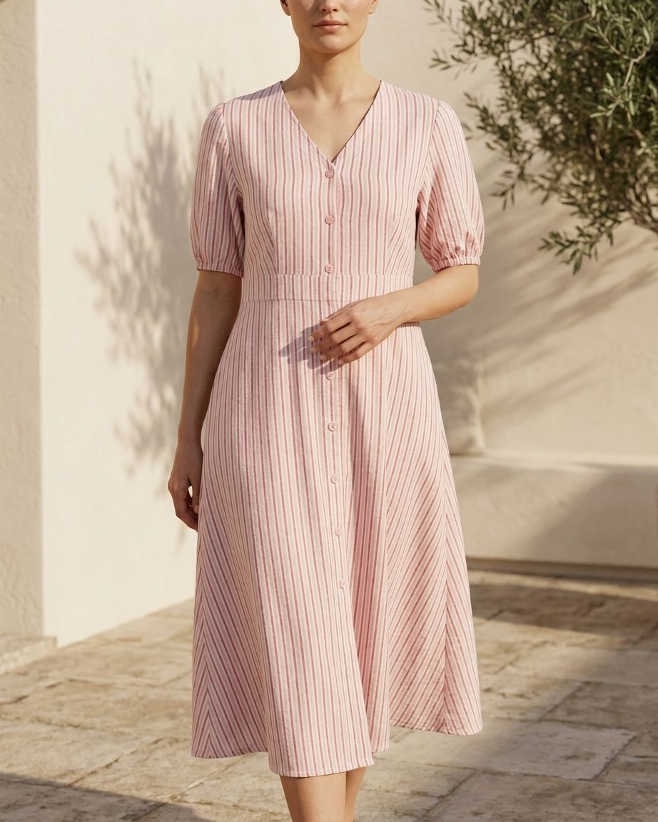 stripes button up dress