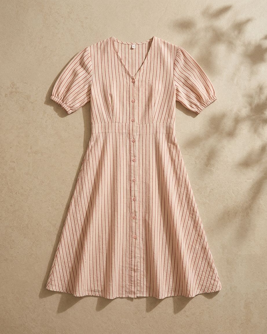 stripes button up dress